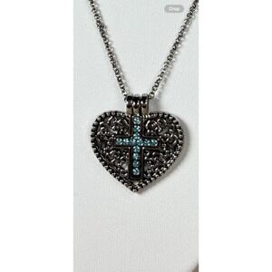 Heart Cross Spiritual Ndetailed Necklace